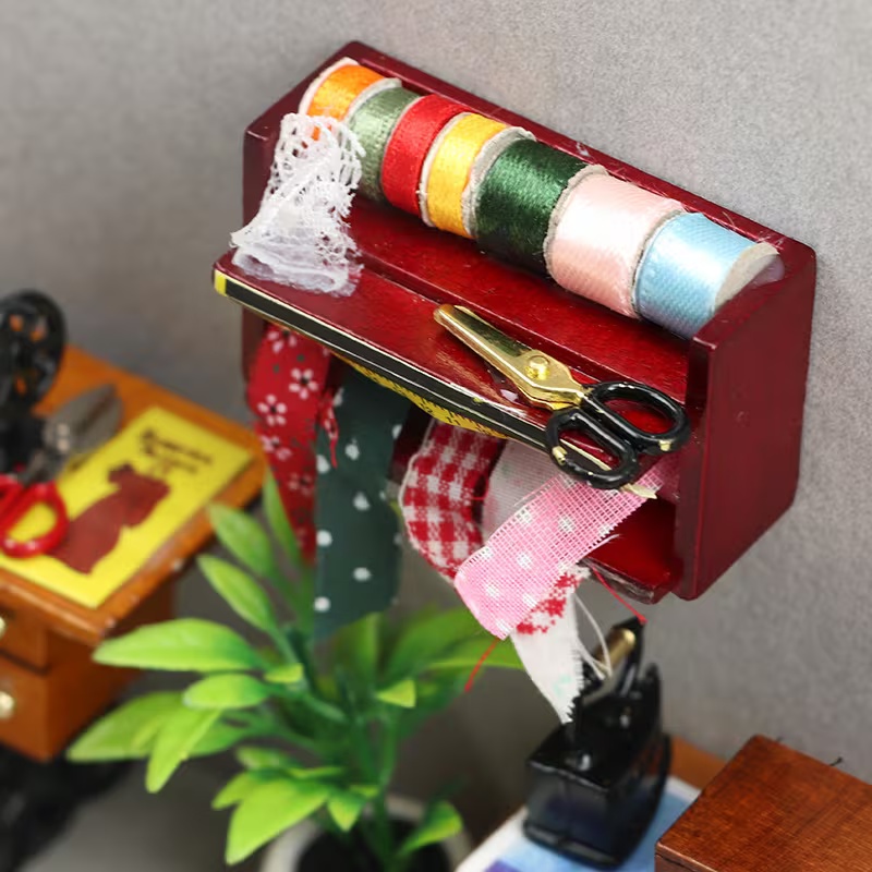 Wood Woodworking - Dollhouse Mini Sewing Box with Lace