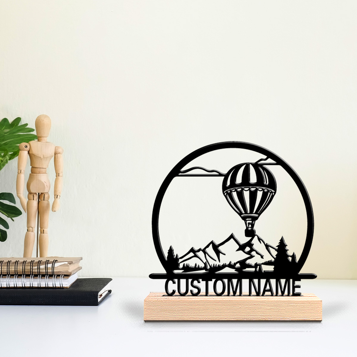 Wood Woodworking - 1pc Hot air balloon Customized Name