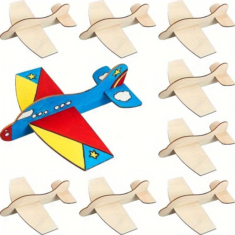 Woodworking Projects Art - 10pcs Unfinished Wooden Aircraft Models DIY