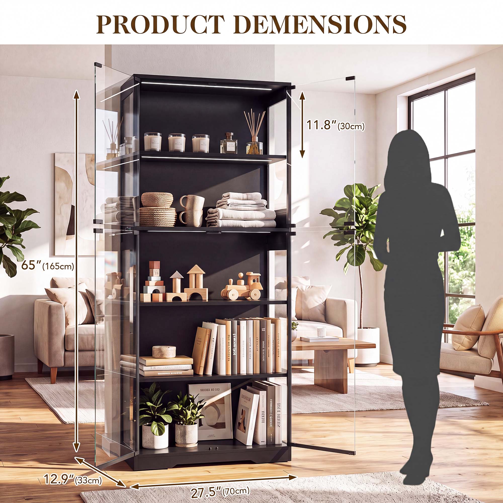TCGBKAF 5‑Tier Display Cabinet - Wood Woodworking ulasan dan harga