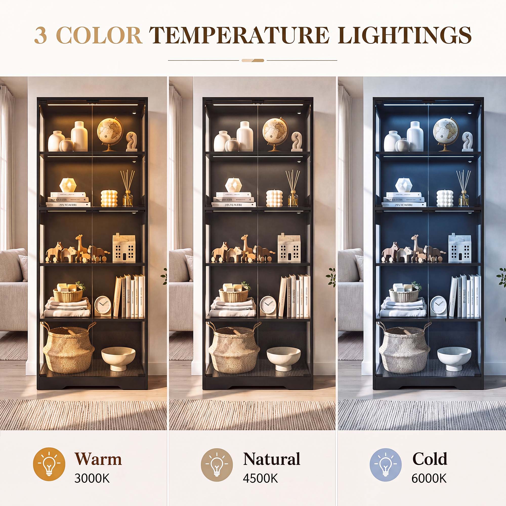 TCGBKAF 5‑Tier Display Cabinet - Wood Woodworking ulasan dan harga