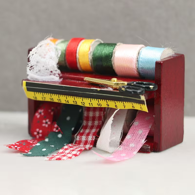 Dollhouse Mini Sewing Box with - Wood Woodworking ulasan dan harga