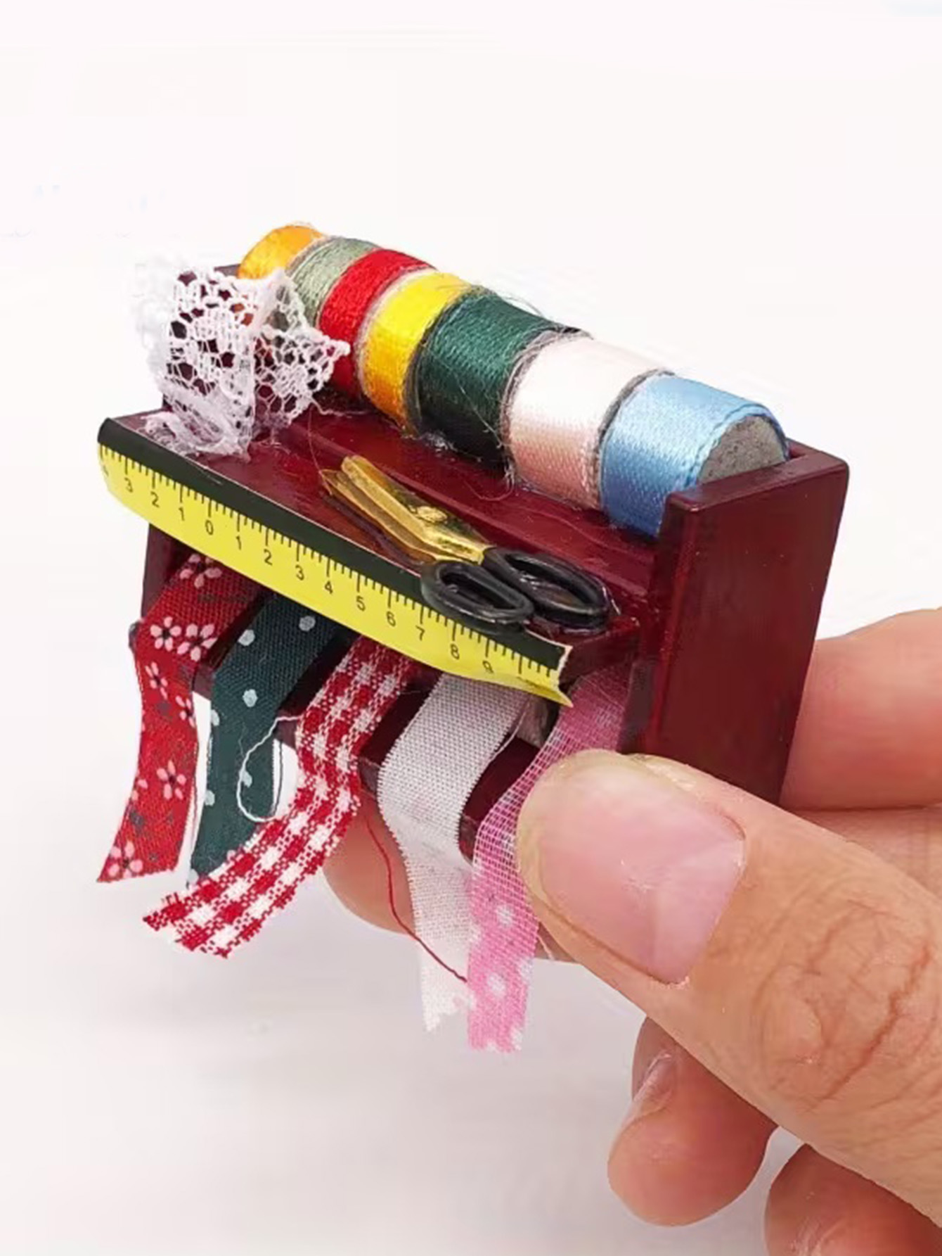 Dollhouse Mini Sewing Box with - Wood Woodworking ulasan dan harga