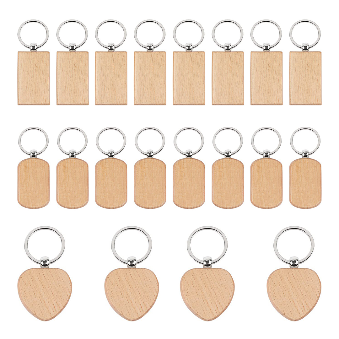 20PCS Unfinished Wood Keychain - Woodworking Laser ulasan dan harga