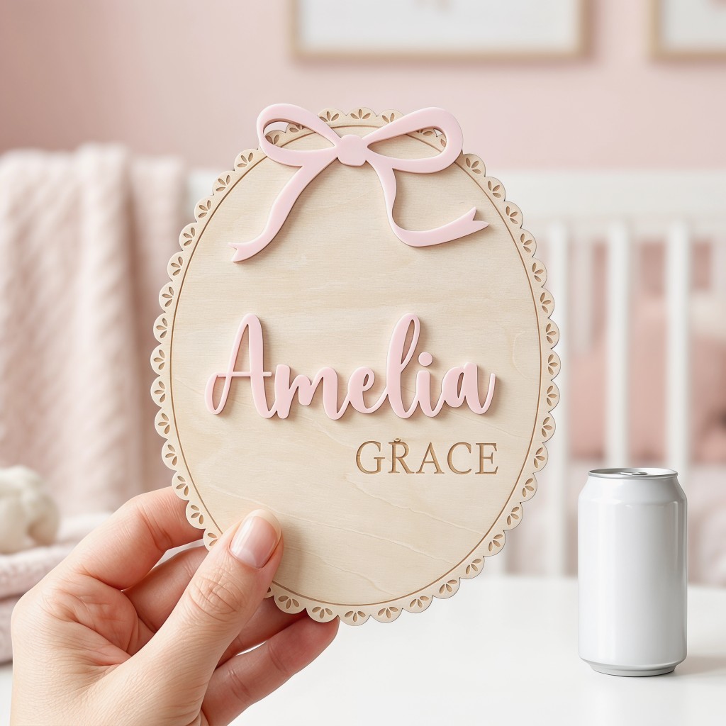 1Pc Custom Bow Lace Edge Baby  - Woodworking Laser ulasan dan harga